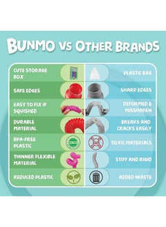 BUNMO BUNMO Pop Tubes Large 4 Pack | Sensory Toys | Hours of Fun for Kids | Imaginative Play & Stimulating Creative Learning | Toddler Sensory Toys | Tons of Ways to Play | Connect, Stretch, Twist & Pop  - Image 5