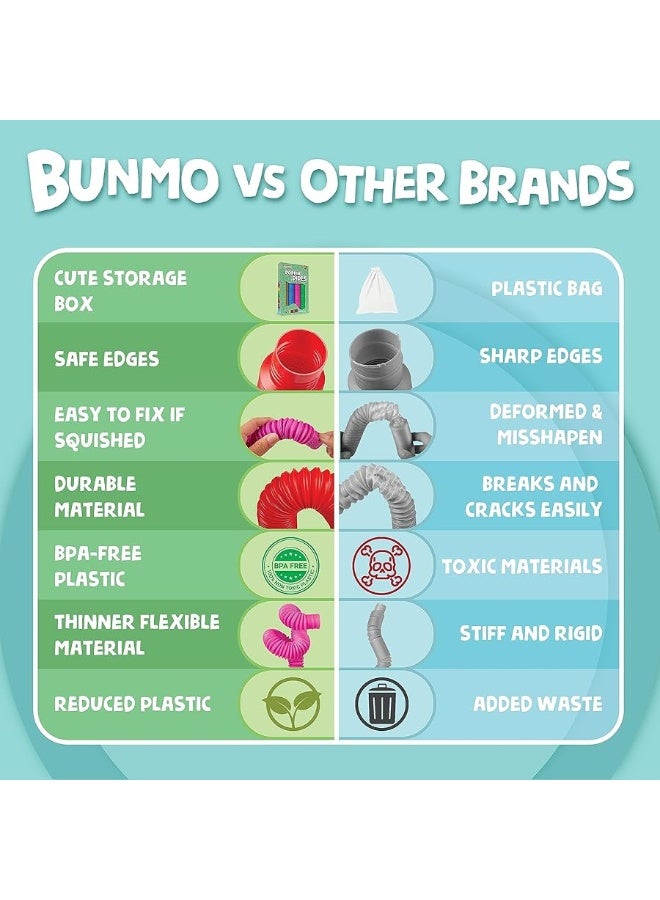 BUNMO Pop Tubes Large 4 Pack | Sensory Toys | Hours of Fun for Kids | Imaginative Play & Stimulating Creative Learning | Toddler Sensory Toys | Tons of Ways to Play | Connect, Stretch, Twist & Pop - Image 5