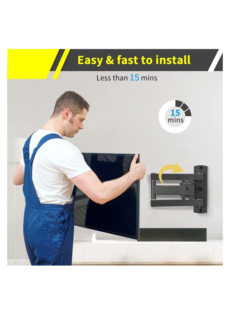 ELTRAZONE Tilt & Swivel TV Wall Mount - Heavy Duty Steel Bracket for 32-55" LED, LCD, Flat & Curved TVs, 70 lbs Capacity, VESA 400x400, RM-400 - Image 2