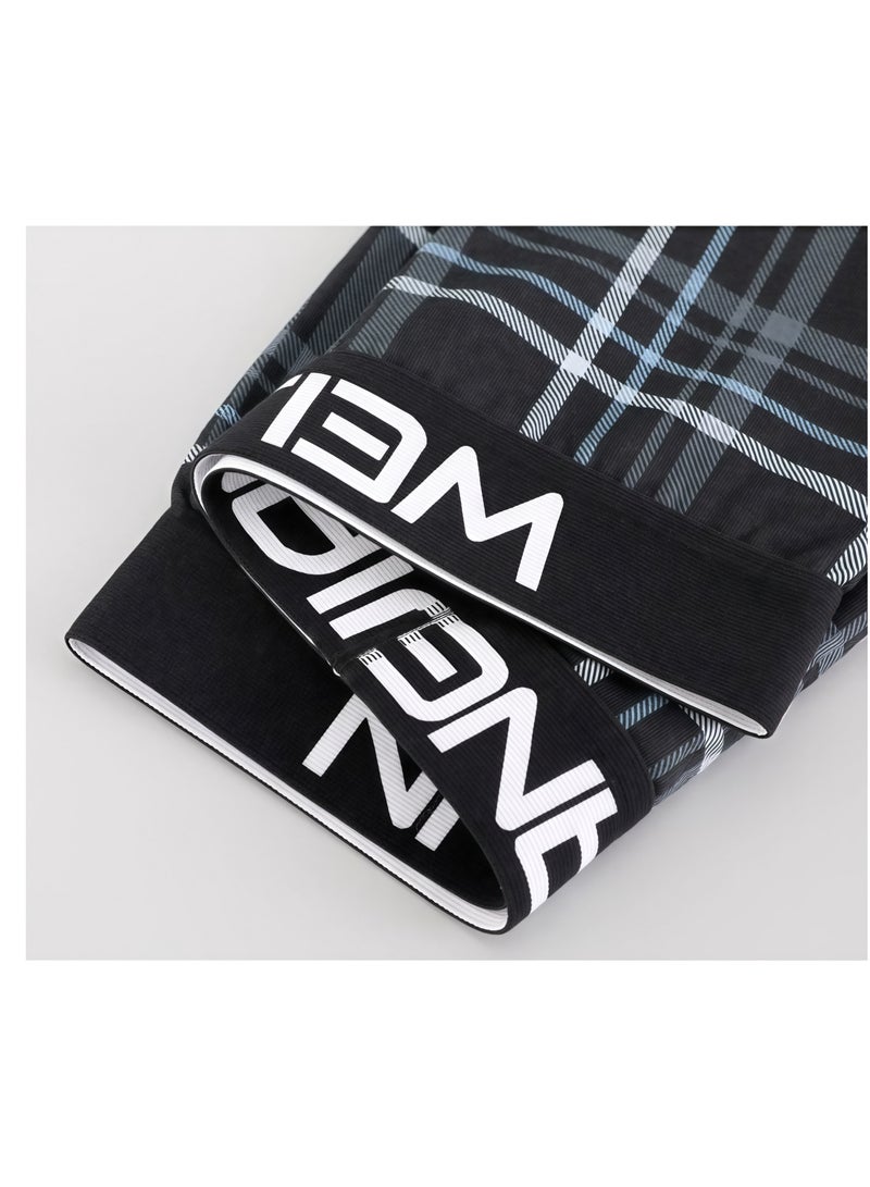 WEIJIANGJUN Men's 4-piece flat angle underwear - mid waist, anti friction elastic cotton, grid pattern multi-color sports underwear  - Image 5