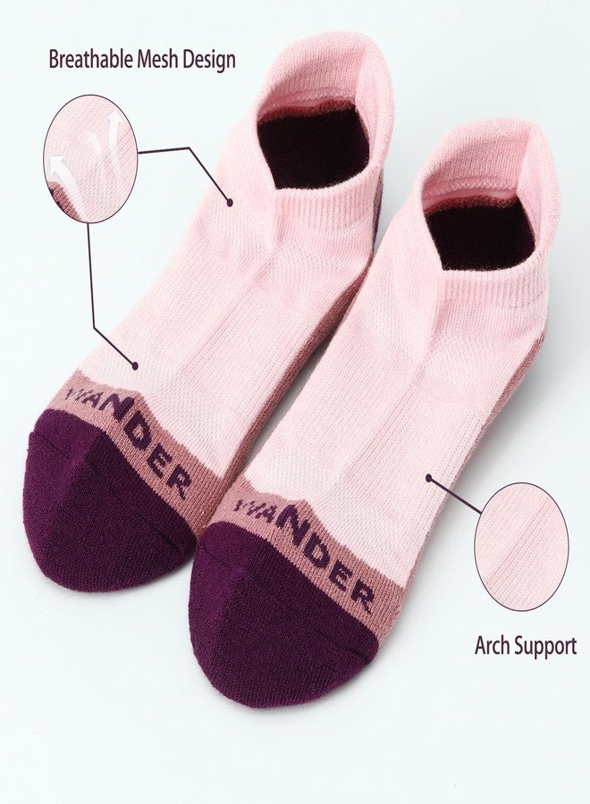 WANDER Merino Wool Ankle Hiking Socks Womens 3 Pairs Lightweight Cushioned Low Cut Running Athletic Socks - Image 2