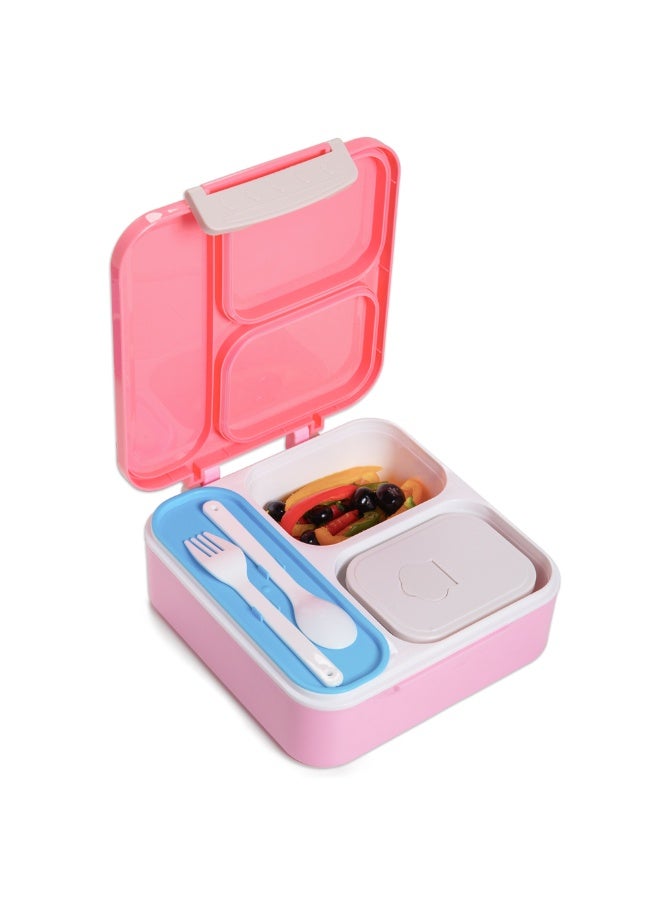 Nova Kids 3 Compartment Bento Lunch Box w/ Water Bottle, Spoon & Fork Set and Stainless Steel Jar - Unicorn Pink - Image 5