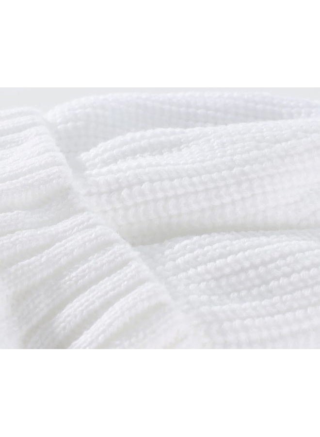 Home Prefer Men's Winter Hat Thick Knit Beanie Cap with Visor Newsboy Beanie Hat White - Image 4