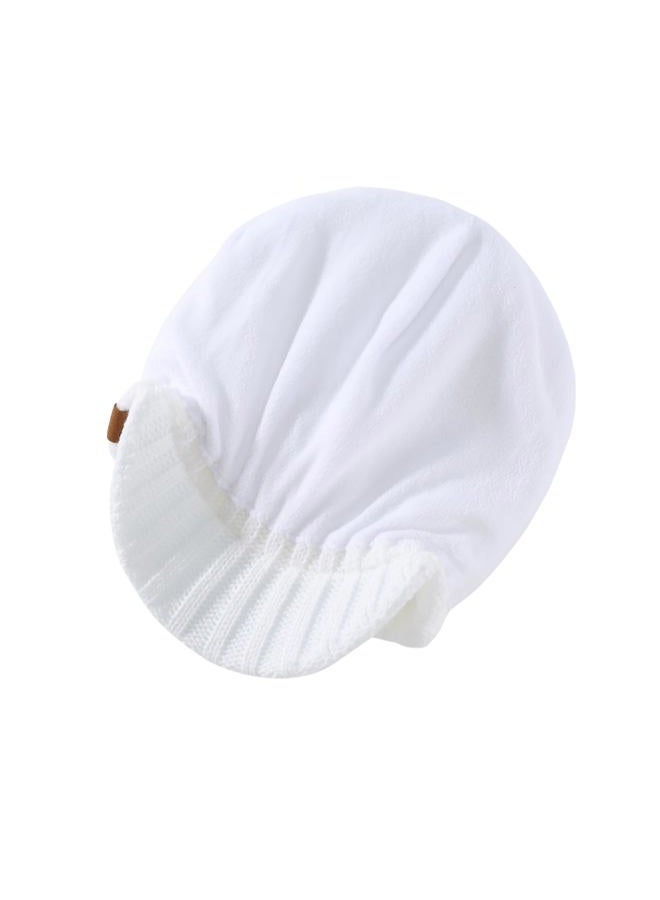 Home Prefer Men's Winter Hat Thick Knit Beanie Cap with Visor Newsboy Beanie Hat White - Image 3