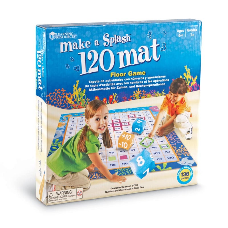Learning Resources Make a Splash 120 Mat Floor Game Math Manipulatives Addition and Subtraction Board Games Classroom Must Haves Homeschool Supplies Montessori Gifts for Boys and Girls - Image 4