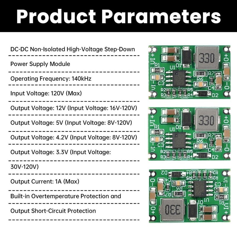 Buck Converter 120V to 3 3V 5V 12V Step Down Module 1A Max High Voltage DC Regulator - Image 4