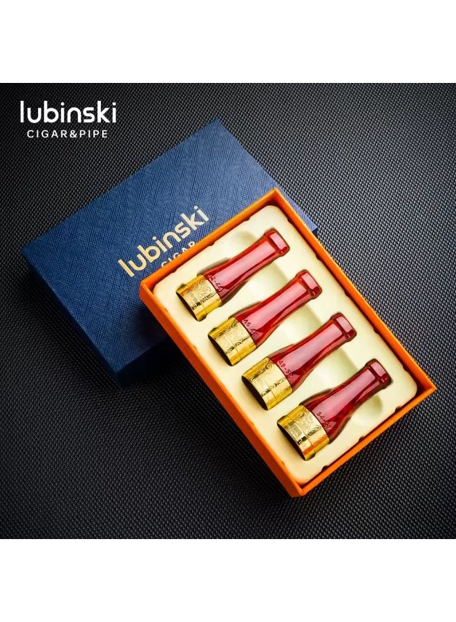 LUBINSKI Cigar Mouthpiece Set for Men & Women – Portable 4 Size Cigar Holder with Gift Box, red - Image 2
