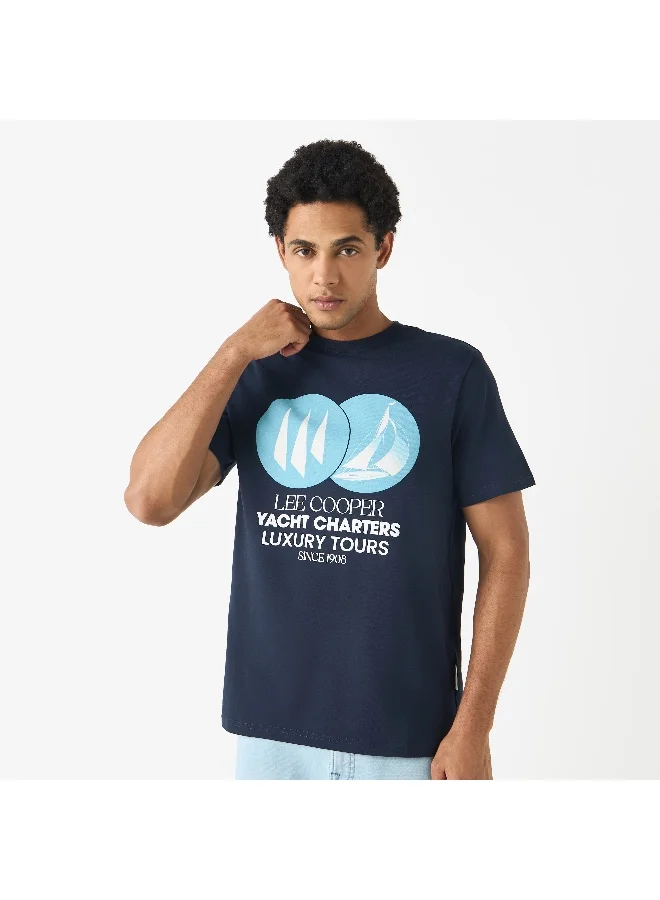 Lee Cooper Lee Cooper Printed Crew Neck T-shirt with Short Sleeves
