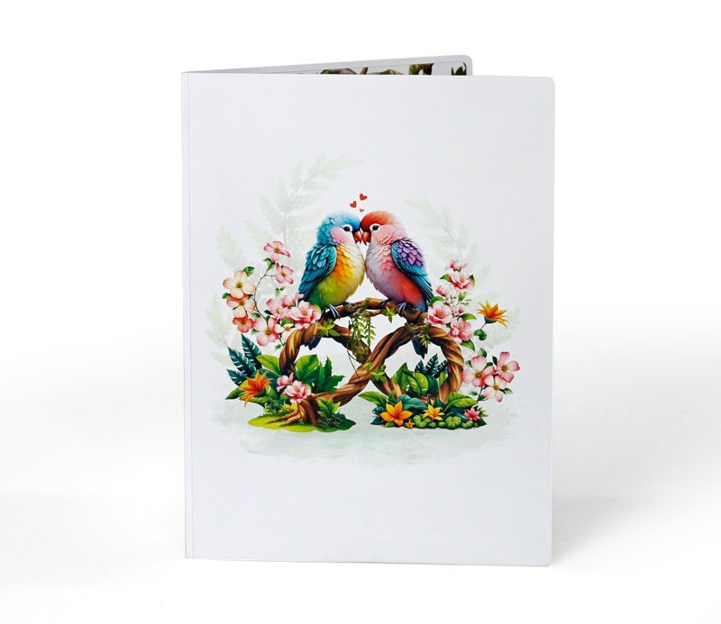CUT POPUP.COM Valentines Day Card, Anniversary Card Pop Up, Wedding, Engagement, 3D Greeting Card (Parrot Couple) - Image 3