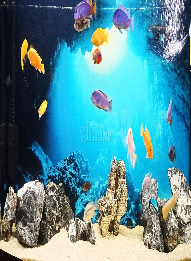 Aquarium Background Poster Under Water Cave Sunlight Fish Tank Backdrop Decorations PVC Fish Tank Background (24" x 12"/ 61 x 30cm) - Image 3