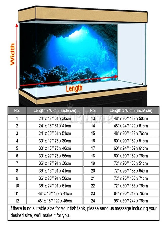 Aquarium Background Poster Under Water Cave Sunlight Fish Tank Backdrop Decorations PVC Fish Tank Background (24" x 12"/ 61 x 30cm) - Image 5