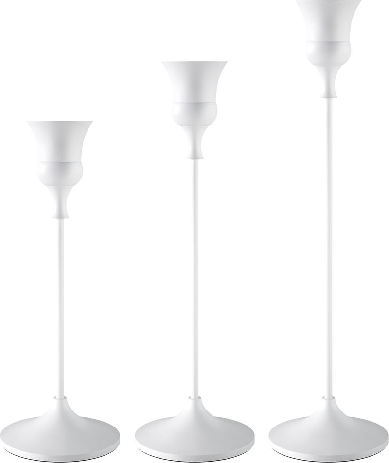 SHOWIN Trendy economical quality Candlestick Holders White, 3 Packs Taper Candle Holder for Candlesticks, Candle Sticks Holder Decor for Home Decor All-item matching trendy build - Image 1