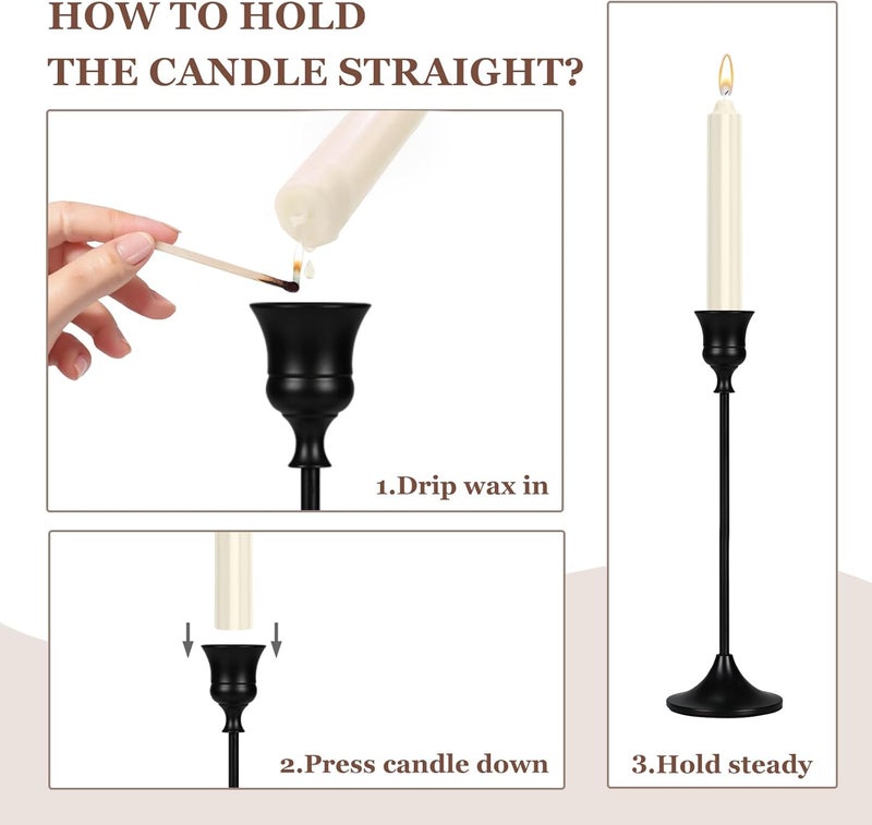 SHOWIN Trendy economical quality Candlestick Holders White, 3 Packs Taper Candle Holder for Candlesticks, Candle Sticks Holder Decor for Home Decor All-item matching trendy build - Image 4