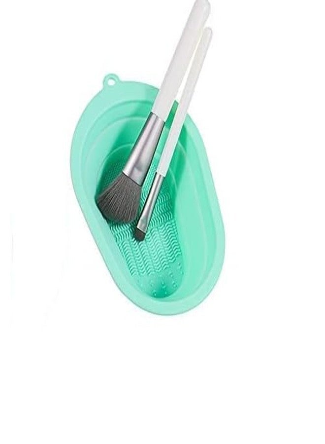 Hidak Cosmetic Cleaner Pad Collapsible Silicone Makeup Brush Cleaning Mat Dish Compact and Practical Makeup Brush Cleaning Bowl Portable Washing Tool with 4 Textures - Image 1