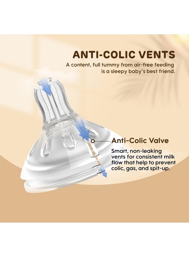 AIWIBI Anti-Colic Baby Bottle, 6 oz, Natural Feel, Easy to Clean, Medium Flow Nipples Included, Wide Neck, BPA Free - 3-6 Months (2 pk) - Image 2