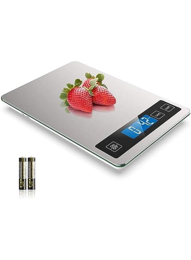 22lbs 10kg digital food scale for cooking baking lab mail pottery glass 1g0.1 oz flour graduation stainless steel easy-to-clean kitchen appliance ，silver - Image 1