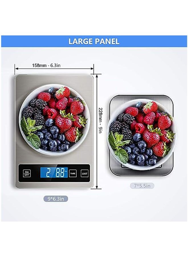 22lbs 10kg digital food scale for cooking baking lab mail pottery glass 1g0.1 oz flour graduation stainless steel easy-to-clean kitchen appliance ，silver - Image 4