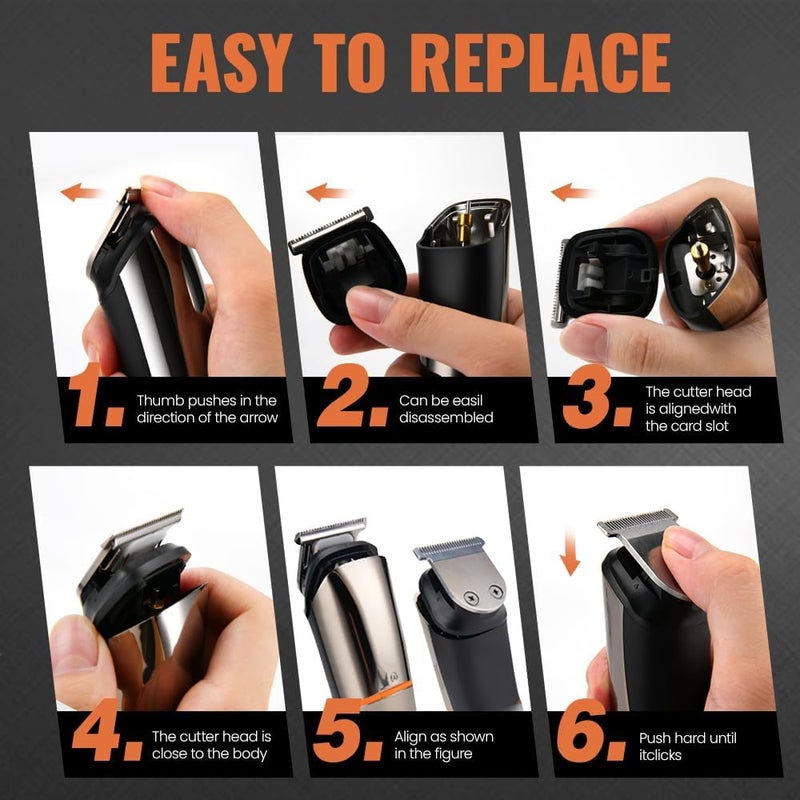 pritech Hair Clippers, Beard Trimmer for Men, Cordless Hair Trimmer Hair Cutting Groomer Kit, USB Rechargeable 6 in 1 - Image 3