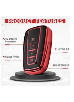 TOYOTA Toyota Camry 2023 4 Button Remote Key Fob Case TPU Car Key Case 1 Pcs Car Key Fob Cover Red  - Image 4