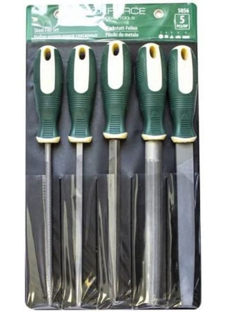 ROCKFORCE Steel Flat, Triangular, Round, Semicircular, Square File Set 5 pcs, L-320mm on Blade