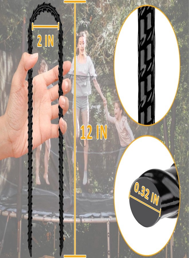 RIY Trampoline Stakes Anchors High Wind 12'' Ground Anchor Heavy Duty Tent Stakes Swing Set Anchors Trampoline Accessories with T Hook - Black 8pcs - Image 3