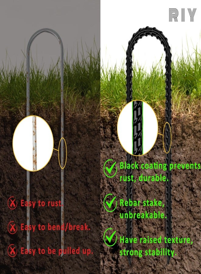 RIY Trampoline Stakes Anchors High Wind 12'' Ground Anchor Heavy Duty Tent Stakes Swing Set Anchors Trampoline Accessories with T Hook - Black 8pcs - Image 2
