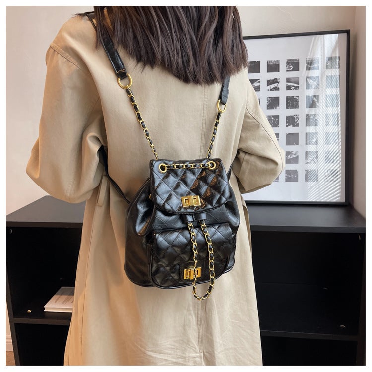 Shoulder Chain Bag Women'S Bag New Popular Rhombic Korean Style Fashion Chanel Style High-Grade Texture Biker Bag - Image 2