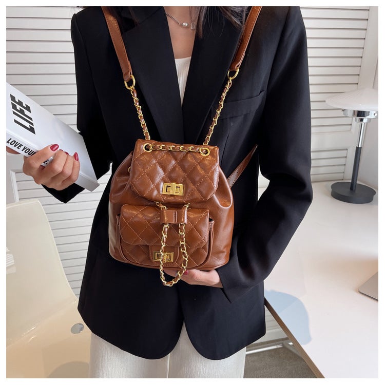 Shoulder Chain Bag Women'S Bag New Popular Rhombic Korean Style Fashion Chanel Style High-Grade Texture Biker Bag - Image 4