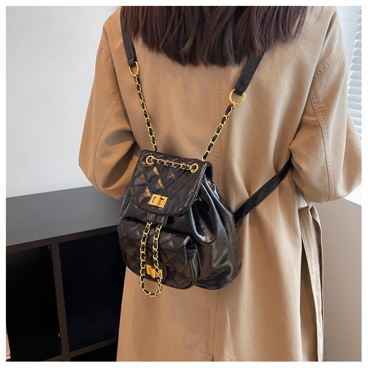 Shoulder Chain Bag Women'S Bag New Popular Rhombic Korean Style Fashion Chanel Style High-Grade Texture Biker Bag - Image 5