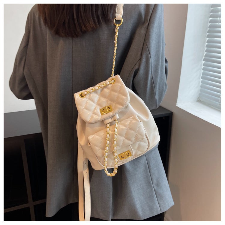 Shoulder Chain Bag Women'S Bag New Popular Rhombic Korean Style Fashion Chanel Style High-Grade Texture Biker Bag - Image 3