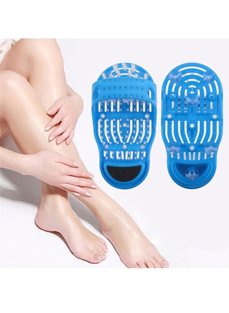 Easy Feet قطعتان من النعال البلاستيكية لإزالة الجلد الميت وتدليك القدمين وفرشاة تنظيف الأحذية وفرشاة تنظيف القدمين والحمام المنزلي - Image 4