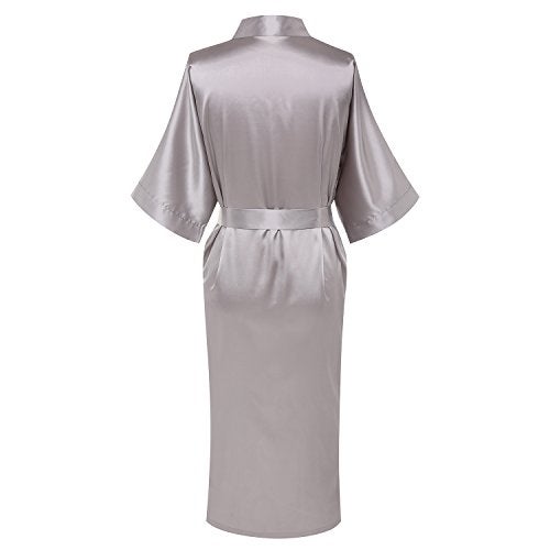 Goodmansam Women's Simplicity Style Nightwear Elegant Kimono Robes, Long,Small,Light Gray4 - Image 2
