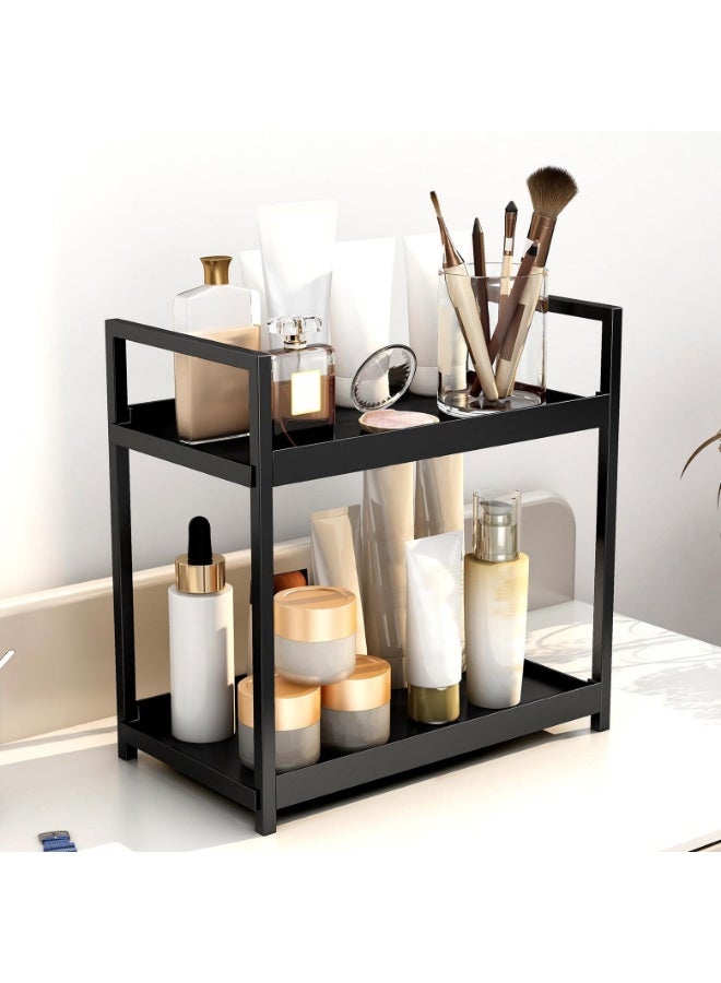 LOKIPA Bathroom Counter Organizer, Bathroom Organizers and Storage Countertop, 2 Tier Black Counter Shelf for Vanity Tables, Dresser, Makeup - Image 1
