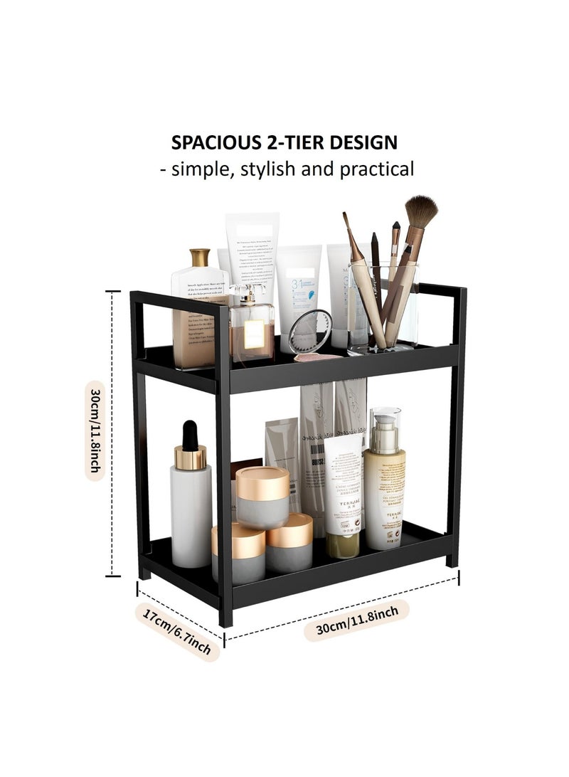 LOKIPA Bathroom Counter Organizer, Bathroom Organizers and Storage Countertop, 2 Tier Black Counter Shelf for Vanity Tables, Dresser, Makeup - Image 2