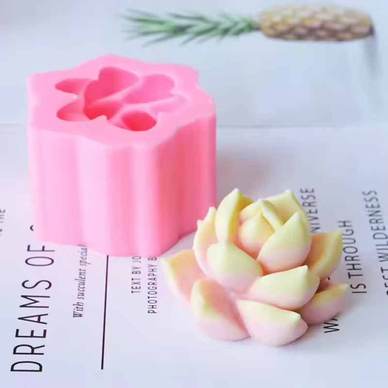 Skytail Skytail Lotus Silicone Candle Mould Succulent Lotus Flower Shape for Making Scented Candle Wax Waxmelts Aromatherapy Chocolate Candy Cake Decoration Cupcake Soap Making Resin Crafts Home Decor Party Gifts Molds  - Image 3