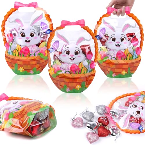 LOAVER 50 Pcs Easter Zip Lock Bags Plastic Sealing Pouches with Handles Resealable Bunny Candy Tote Bags for Easter Holiday Party Egg Hunt Gift Wrapping - Image 1