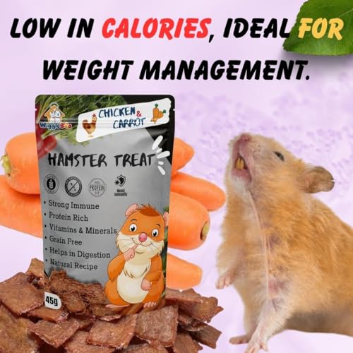 WiggleBoo Chicken & Carrot Hamster Treat | Protein Rich | Healthy Crunchy Food Snack | 45g - Image 5