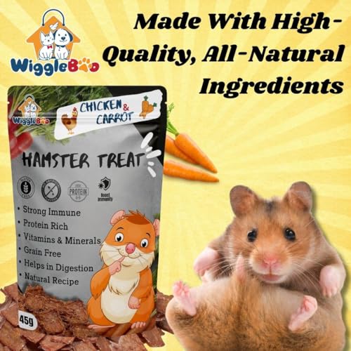 WiggleBoo Chicken & Carrot Hamster Treat | Protein Rich | Healthy Crunchy Food Snack | 45g - Image 2