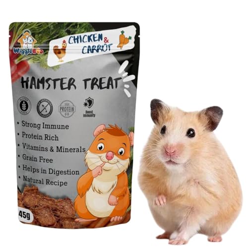 WiggleBoo Chicken & Carrot Hamster Treat | Protein Rich | Healthy Crunchy Food Snack | 45g - Image 1