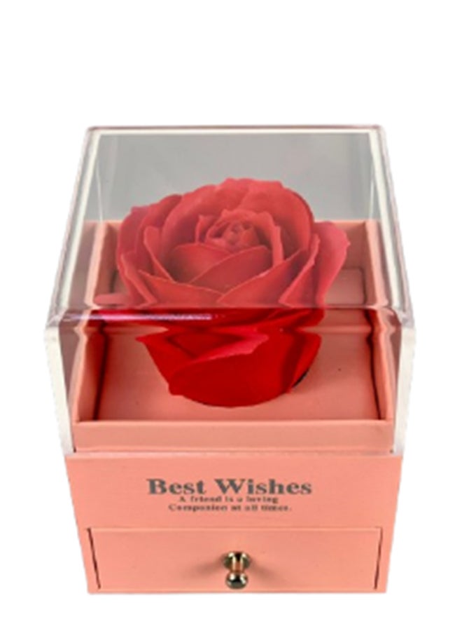 wardi Red Artificial Rose In Pink Box