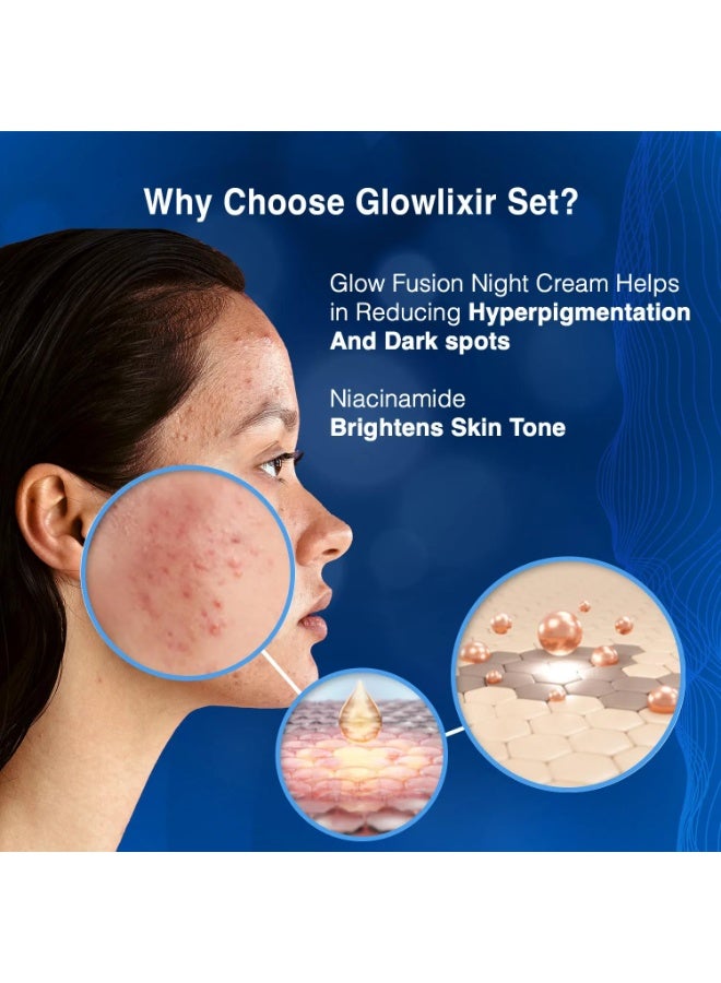 DermDoc Glowlixir Set of 2-10% Niacinamide Face Serum (15ml) & 2% Kojic Acid Night Cream with Niacinamide & Alpha Arbutin (50 g) | Skin Brightening Combo - Image 3