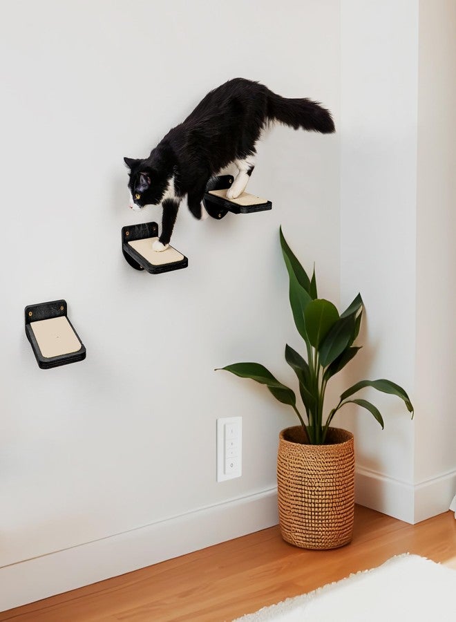 INICIO Cat Wall Stairs - Set of 3 Wall Steps for Cats to Climb with Fixtures, 9.3"x4.7" - Floating Steps for Climbing or Playing - for Kittens and Adult Cats, Black - Image 5