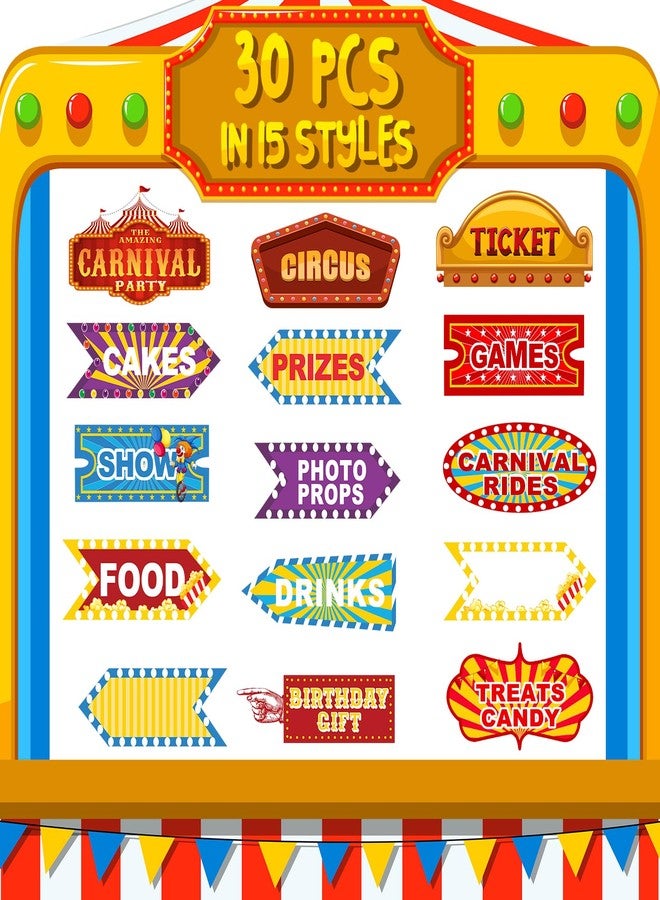 HaPiBiDesign 30 Pieces Circus Party Decoration - Carnival Party Directional Signs Decor - Carnival Theme Party Decorations - Image 3