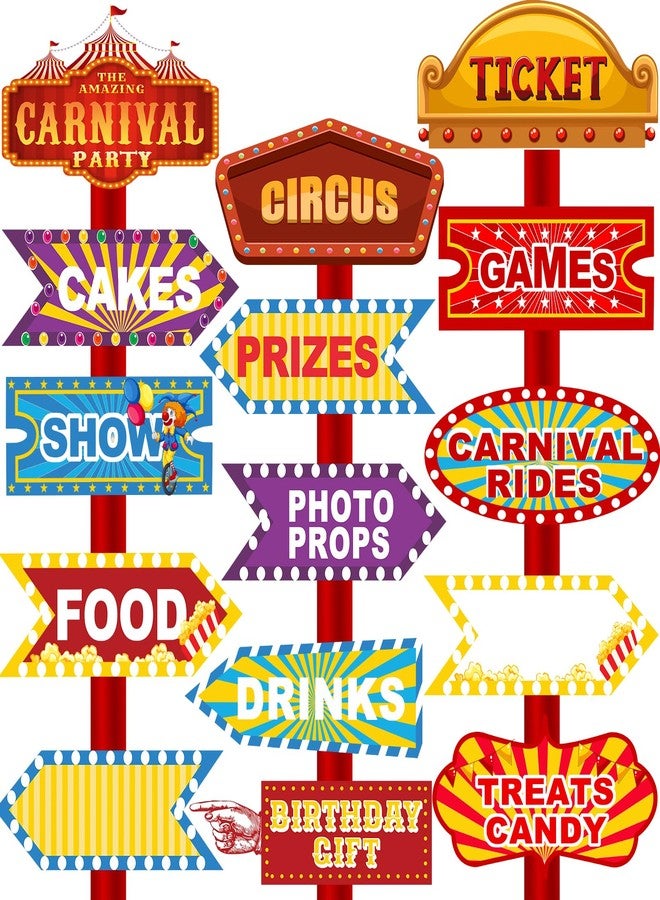 HaPiBiDesign 30 Pieces Circus Party Decoration - Carnival Party Directional Signs Decor - Carnival Theme Party Decorations - Image 1