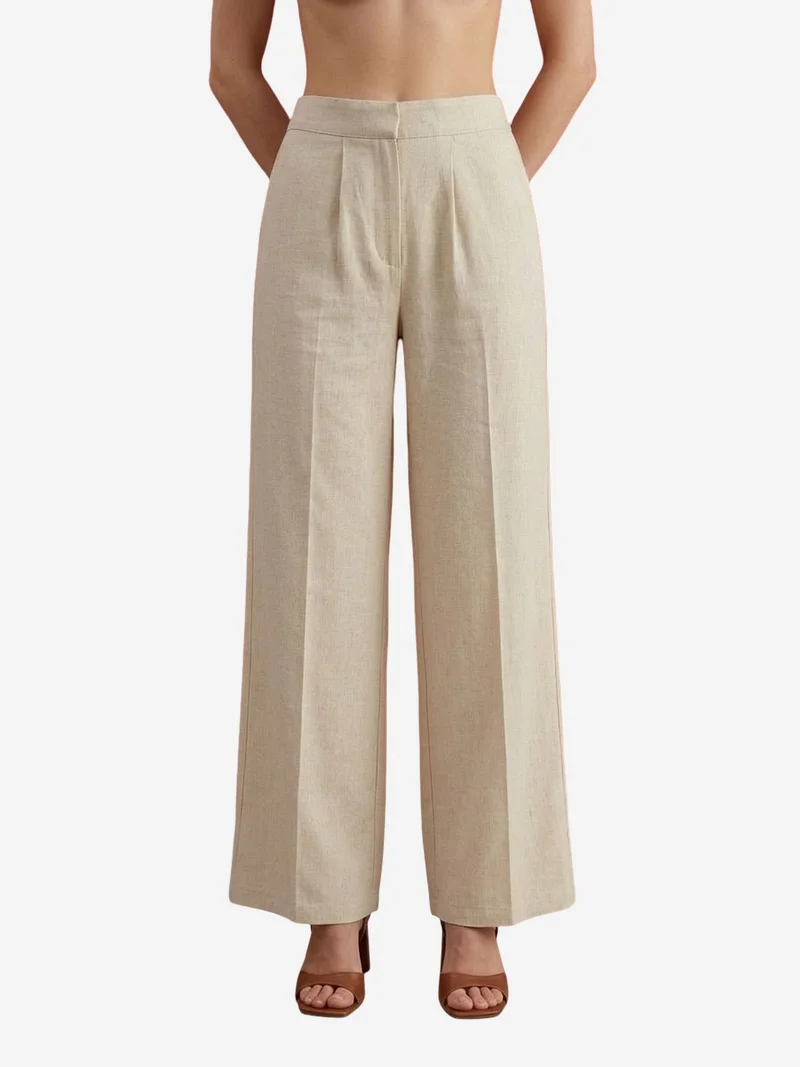 My Fashion Beige Natural MY FASHION Cotton Co-ord Set with Tie Detail for Women | Best Price UAE