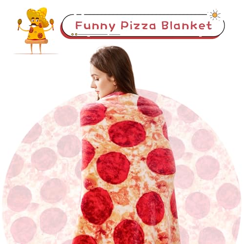 LetsFunny Pizzas Blanket, 2.0 Double Sided Wrap Throw Blanket for Adults Kids, Giant Funny Realistic Food Blankets, Soft Flannel Round Throw Blanket Cool Presents - Image 3