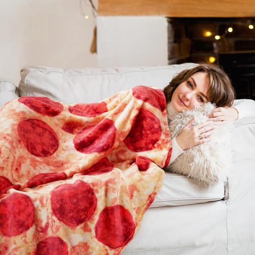 LetsFunny Pizzas Blanket, 2.0 Double Sided Wrap Throw Blanket for Adults Kids, Giant Funny Realistic Food Blankets, Soft Flannel Round Throw Blanket Cool Presents - Image 5
