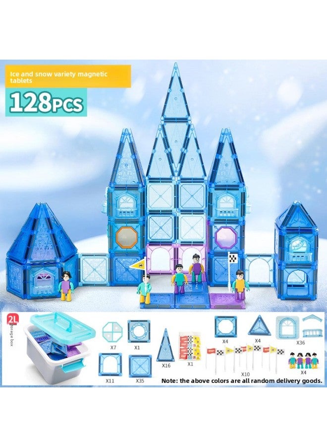 Cross-border Color Window Building Blocks Assembled Magnetic Pieces For Children Smart Magnetic Pipe Building Blocks Assembled Castle Toy Belt Storage