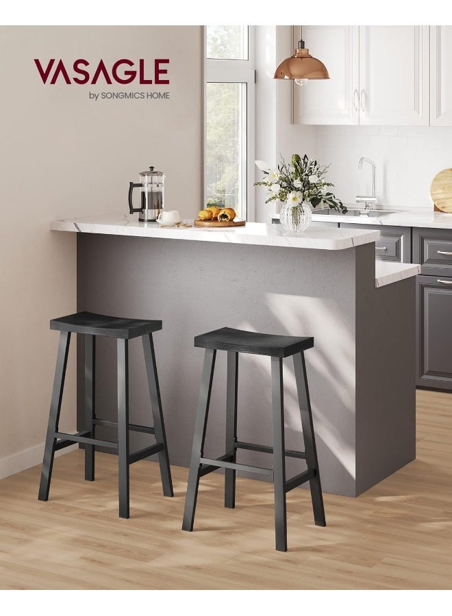 فاساجيل طقم كرسي بار من VASAGLE مكون من 2 – ارتفاع كونتر 74 سم، تصميم صناعي، هيكل فولاذي مع مسند للقدم، كراسي مطبخ وبار إفطار – 46 × 33 × 74 سم - Image 1