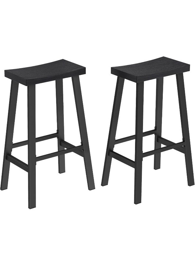 فاساجيل طقم كرسي بار من VASAGLE مكون من 2 – ارتفاع كونتر 74 سم، تصميم صناعي، هيكل فولاذي مع مسند للقدم، كراسي مطبخ وبار إفطار – 46 × 33 × 74 سم - Image 2